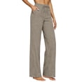 thumbnail image 2 of Women's Pants Summer Casual Linen Blend Lightweight Summer Wide Leg With Pockets Trousers Linen Pants Women Yellow M, 2 of 6