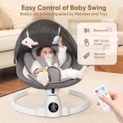 Babyeap Baby Swing for Infants - Smart Electric Swing with Bluetooth Control 5-point Harness,5 Sway Speed,10 Lullabies(Gray)