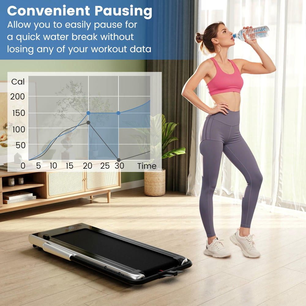 Resenkos 3 HP 3-in-1 Folding Treadmill with App Connectivity and Speakers - Silver