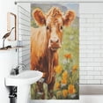 thumbnail image 4 of Farmhouse Highland Cow Funny Cattle And Flower Shower Curtain Modern Home Bathroom Bathtub Decor Waterproof Fabric with 12PCS Hooks, 4 of 8