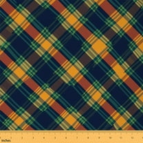 Homewish Geometric Checkered Fabric by the Yard 2 Yard,Geometric Aesthetic Room Decor Fabric by the Yard,Orange Brown Black Fabric for Sewing For Men Women,Microfiber Bedroom Decor