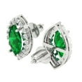 thumbnail image 2 of 14K Solid Gold Screw Back Stud Earrings for Women | 3.8 cttw Marquise Cut Simulated Emerald | White Gold, 2 of 5