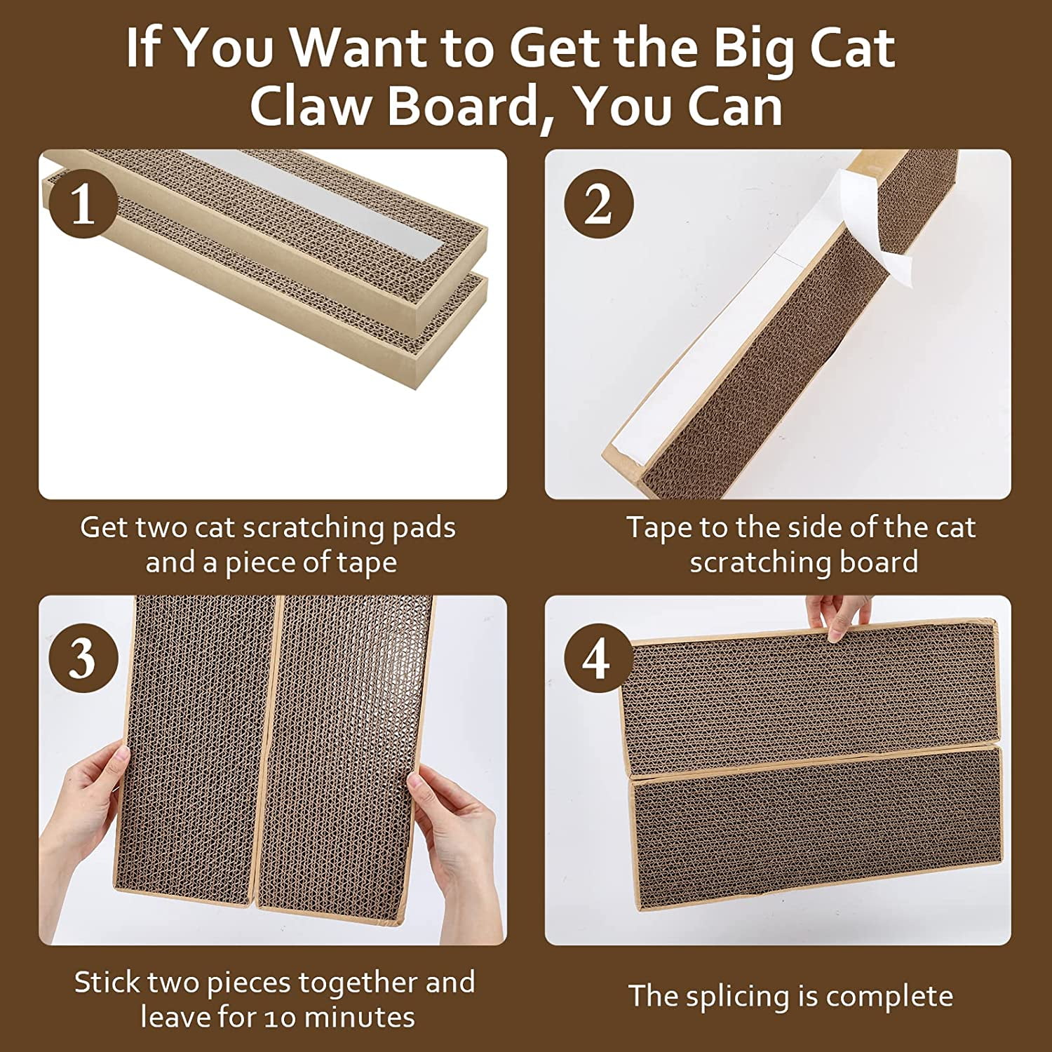 THBN HappyFreeSX Splicing Cat Scratch Pad: Cat Scratchers for Indoor Cats and Kitten, 2 Pack Cat Scratching Pad, Cat Scratcher Cardboard, Cat Scratching Pad, Premium Scratch from Cats, Double-Sided D