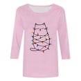 thumbnail image 5 of Cadancy Womens Christmas Tops Xmas Cute Print Vintage Casual Blouses Plus Size Party Winter Crew Neck Shirts Dressy 3/4 Sleeve Funny Holiday Tshirts, 5 of 5