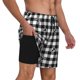 thumbnail image 2 of Balery Black Tartan Plaid Bañador para hombre, shorts de playa de secado rápido con entrepierna y forro de compresión-Large, 2 of 6