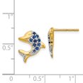 thumbnail image 2 of 14k & Rhodium Marquise Sapphire & Diamond Dolphin Post Earrings in 14k Yellow Gold w/ Rhodium Plating, 2 of 2