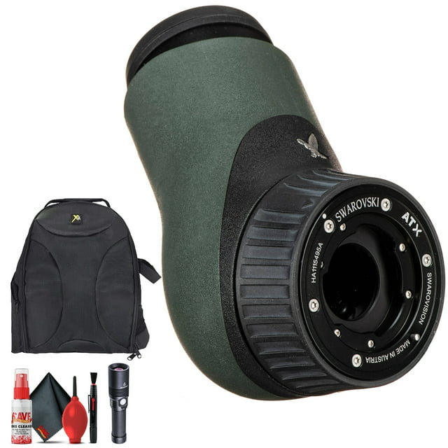 Swarovski ATX Spotting Scope Zoom Modulaire (Vue Inclinée) + Sac à Dos Rembourré + Lampe de Poche + Kit de Nettoyage