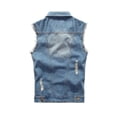 thumbnail image 3 of CVLIFE Men's Single Breasted Jacket Vintage Button-Down Jean Vests Work Denim Vest Light Blue XL, 3 of 3