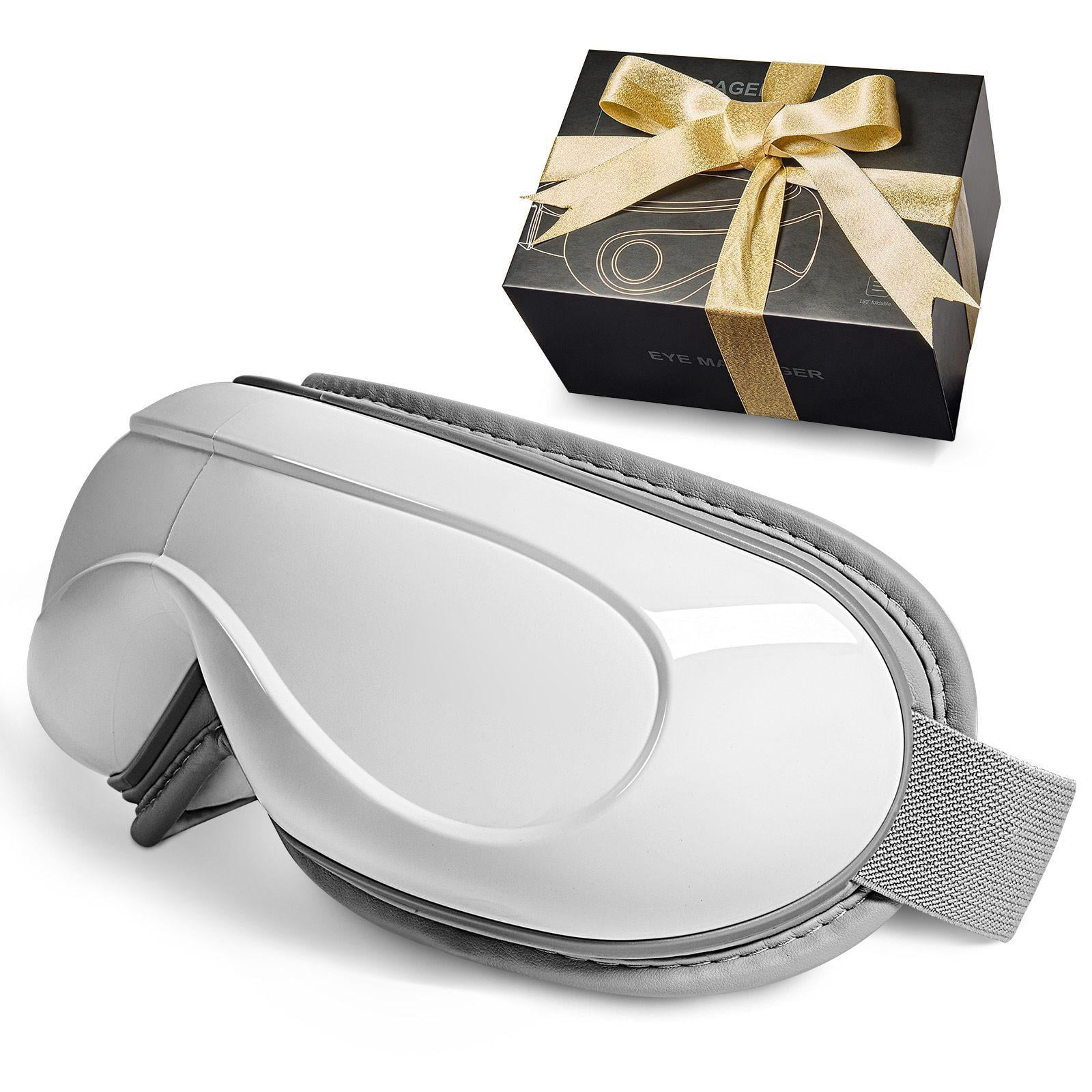 Heated Eye Massager Mask with Bluetooth Music 5 Modes Foldable 180 Degrees for Migraine Eye Strain Dark Circles Gift for Men Women White