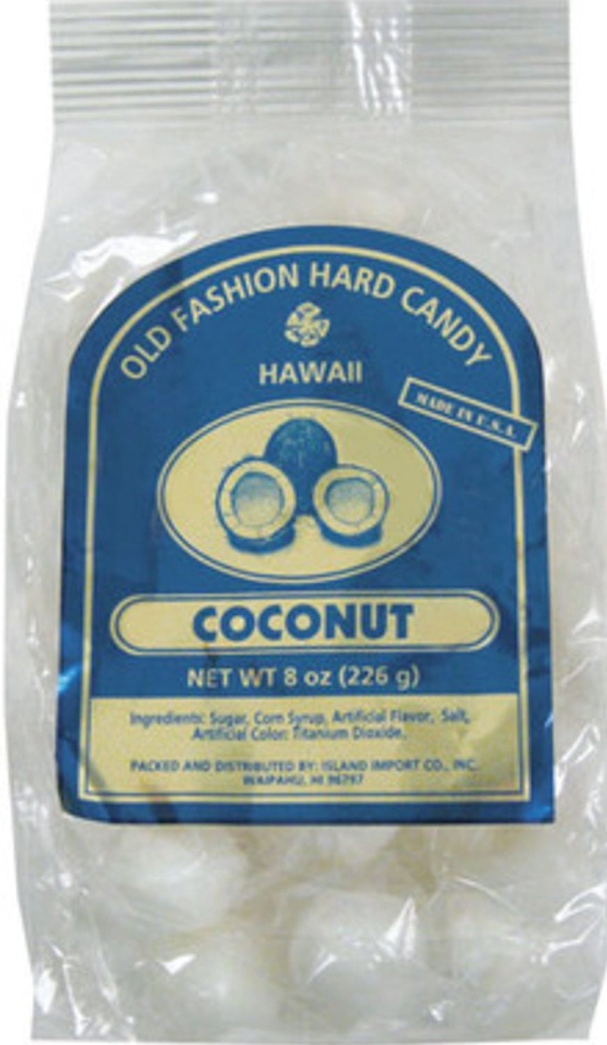 Coconut Old Fashion Hard Candy Hawaii, 8 Ounce Resealable Bag