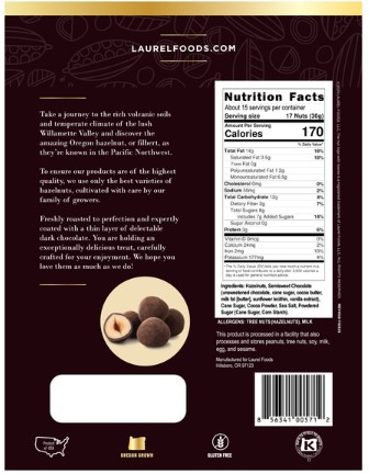Laurel Tree Dark Chocolate Hazelnuts, Oregon Grown, 16 oz