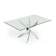 thumbnail image 2 of Star Rectangular Glass Dining Table with Chrome Stainless Steel Base Polish Finish, 2 of 3