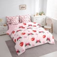 thumbnail image 4 of Homewish Cute Graffiti Bowtie 7 Pieces Bedding Comforter Set,Sweet Berry Full Bedding Set,Red Pink Fitted Sheet Flat Sheet For Girls Kids,Ultra Soft Home Decor Reversible, 4 of 9