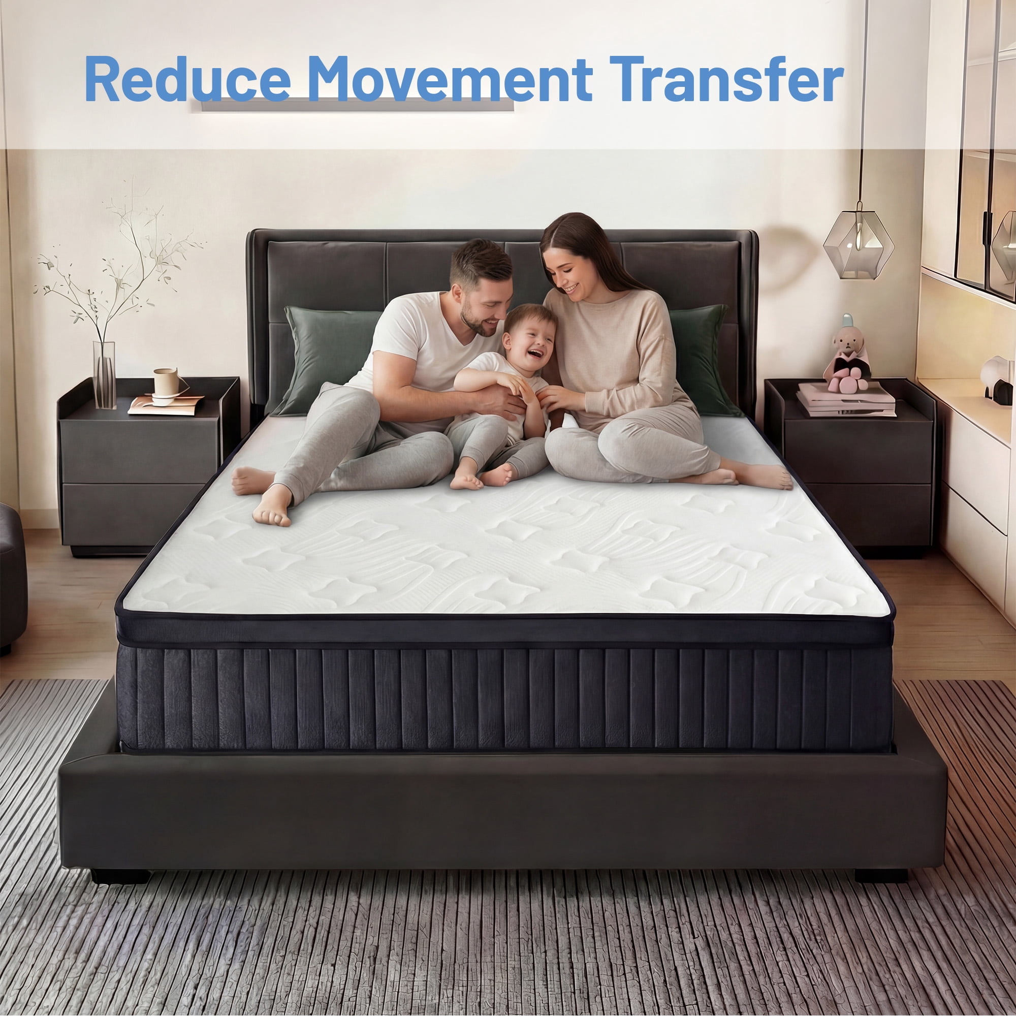 White 10 inch Full Size,Ergonomic Design,Mattress Memory Foam Pocket Spring,Hybrid Mattress, Medium Firmness, Lumbar Support,Pressure Relief,Best Choice for Family Happiness,Bed Mattress in a Box