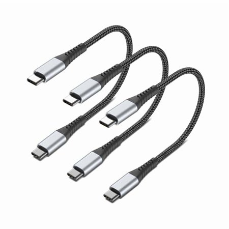 can 1FT USB C to USB C Cable, 3Pack Short USB Type C to C Cable 60W Fast Charging 1 Foot USBC to USBC Cord Braided for iPhone 16 15 Pro Max, Samsung Galaxy S25 A16, Moto G8, Google Pixel