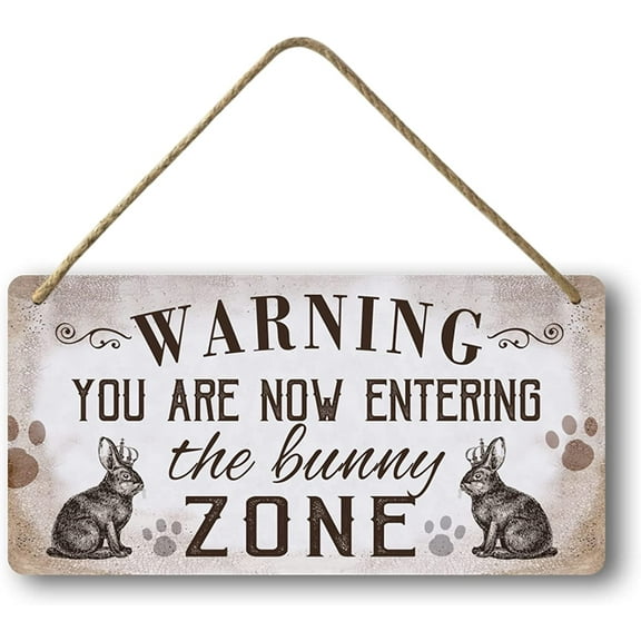 Funny Bunny Wall Decor, Easter Bunny Decorations For Home Rabbit Sign Bunny Poster, Warning You Are Now Entering The Bunny Zone, Cute Bunnies Lovers Room Mom Gifts Farmhouse Door Wood Welcome Signs