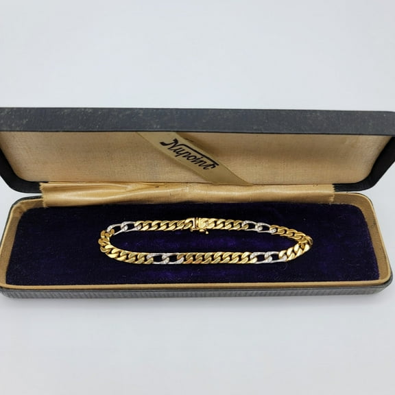 RARE Vintage Cuban Link Diamond Bracelet Made in Italy - 18K Gold