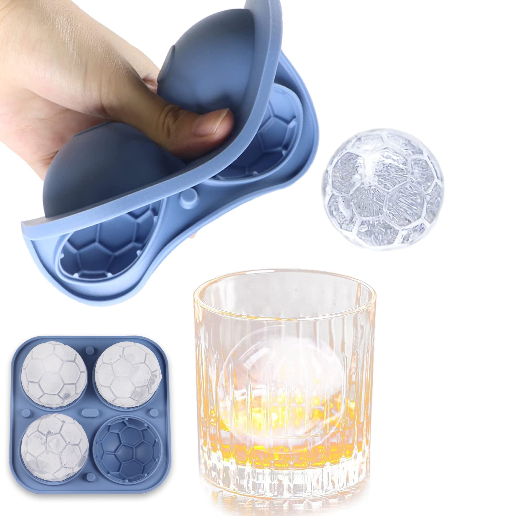 Large Rose Ice Cube Mold 2.5 Inch, Bongpuda Silicone Ice Molds Fun Shapes  Flower, 4 Cavity Cute Ice Ball Maker, Large Ice Cube Trays For Chilling