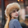 thumbnail image 3 of Visland Womens Faux Fur Hat for Winter, Classy Russian Style Suede Fluffy Warm Cap, 3 of 6