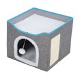 thumbnail image 1 of Foldable Double Layer Cat House Multifunctional Bed Soft And Comfortable Safe And Reliable Easy To Clean Large Cat Cave For Indoor Cats, With Scratch Pad, 1 of 8