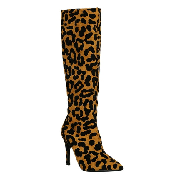 leopard knee high boots