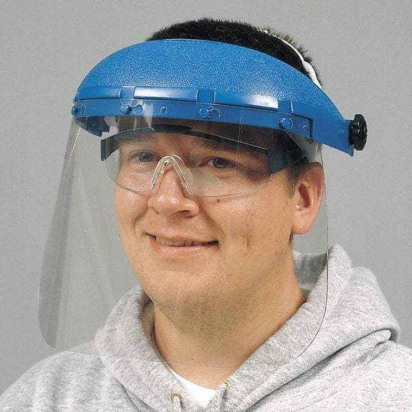 Sellstrom Face Shield - 390 Series - 8" x 12" x .040" Window - Clear - Pin Lock Headgear - Single Crown