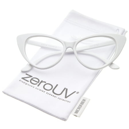 zeroUV - Retro High Sitting Temples Clear Lens Exaggerated Cat Eye Glasses 55mm - 55mm