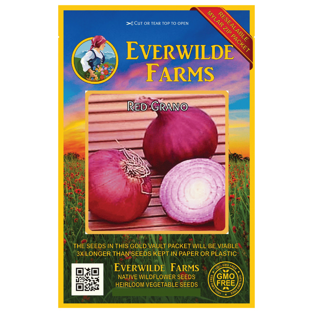 Everwilde Farms 500 Red Grano Onion Seeds Gold Vault Jumbo Bulk