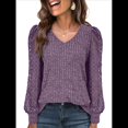 thumbnail image 3 of Blusas de Encaje de Larga para Mujer, Suéteres de Cuello en V A para Otoño 2025, Atuendos Elegantes e Informales de Invierno Púrpura M, 3 of 8