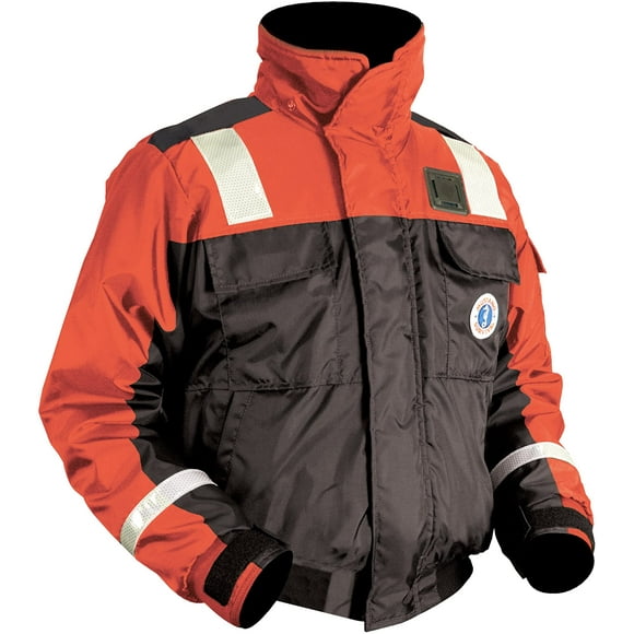 Mustang Survival - Classic Flotation Jacket with Solas Reflective Tape (Orange-Black-M) - USCG Approved, 62 sq in of Solas, Neoprene Wrist Seals, 4 Front Pockets
