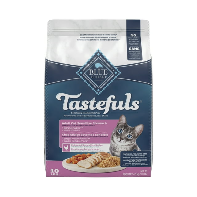 Blue Buffalo Tastefuls Dry Cat Food, Sensitive Stomach, Chicken and Brown Rice 4.5kg