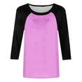 thumbnail image 5 of 2 Pack Cotton T Shirts for Women Crew Neck Raglan 3/4 Sleeve Loose Tee Casual Fall Tops Basic Tshirts Bulk, XL 2PC-Pink, 5 of 7