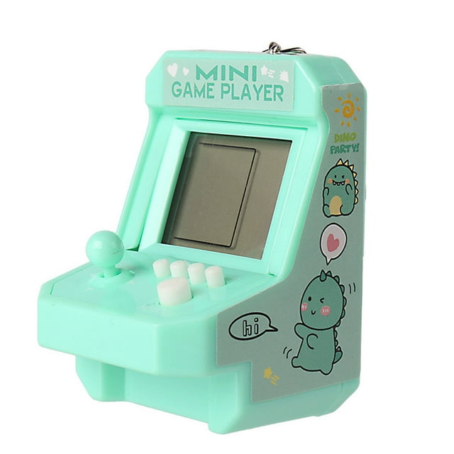 Inteprter Mini consola de juegos Retro portátil para adultos, llavero de juegos de Arcade portátil para niños, bolso, monedero, llavero, Videojuegos y accesorios Verde