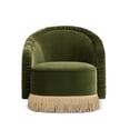 thumbnail image 4 of Jennifer Taylor Home Serena 31.5" Ruched Barrel Back Accent Arm Chair with Bullion Fringe, Olive Green Performance Velvet, 4 of 11