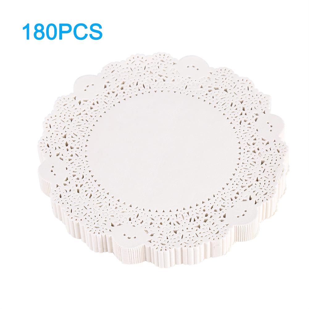 Mgaxyff 180Pcs Hollowed Decorative Paper Doilies Cake Mat Crafts