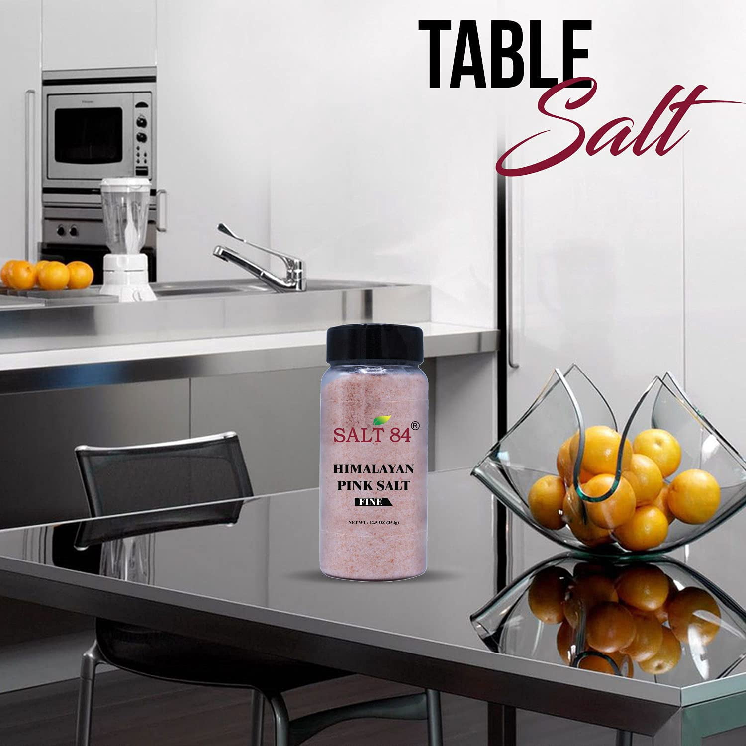 SALT 84 Pink Salt, Fine Grain, Non-GMO and Gluten Free, Plastic Shaker Jar, 12.49 oz, Pack of 12