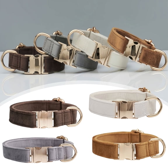 WD-Forest Personalized Velvet Dog Collar with Name & Phone Custom Collar Leash for Dogs Engraved Metal Buckle Collar Gift for Pet Owners Bown XS