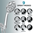 Gusgopo High Pressure Handheld Shower Head, 9 Spray Settings ShowerHeads with 60" Stainless Steel Hose and Angle-adjustable Overhead Bracket, 5 Inch Shower Head with Handheld for Bathroom