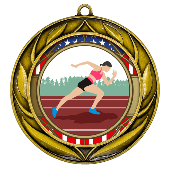 All Quality Wreath Design Track and Field Medal (female) | Competition | High Quality Metal Medal - 1st, 2nd, 3rd Place - 30 Piece Set (10 Pack)