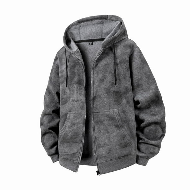 pstuiky manga larga de hombre, Chaqueta tipo cárdigan con cremallera y capucha de manga larga de color liso para hombre Tops de hombre xxl