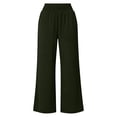 thumbnail image 5 of Wide Leg Pants for Woman Dressy Stretchy High Waisted Trousers with Pockets Casual Lounge Pants Army Green S, 5 of 10
