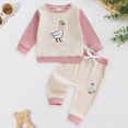 thumbnail image 2 of NOLDARES Toddler Baby Girl Cute 2pcs Clothes Set Long Sleeve Round Neck Sweatshirt and Elastic Waist Pants Outfits Fall Winter(Beige,6-12 M), 2 of 8