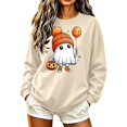 thumbnail image 2 of HomeDM Halloween Long Sleeve Sweatshirts Pumpkin Graphic Pullover Tops Crew Neck Cute Ghost, 2 of 6