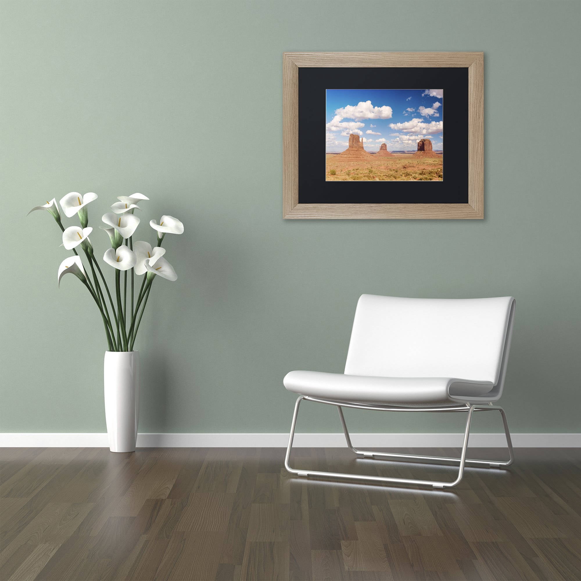 Trademark Fine Art "Three Buttes" Canvas Art by Michael Blanchette Photography Black Matte, Birch Frame