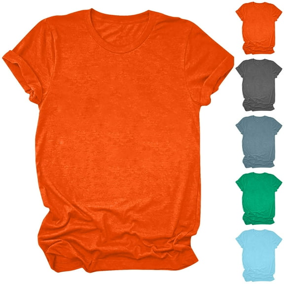 Fesfesfes Black Shirt Women Summer Crewneck Solid Color T-shirts Fashion Comfortable Female Blouses Tops 12(XXL)