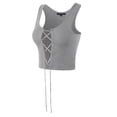 thumbnail image 2 of A2Y Women's French Terry Front Rhinestone Detail Tank Top Heather Grey L, 2 of 7