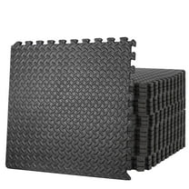ZENY 24 Tiles Puzzle Exercise Floor Mat EVA Foam Interlocking Tiles 3/4" Thick 96 SQ.FT 48 Borders, Black