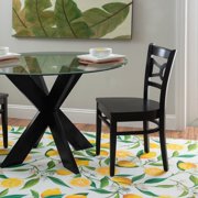 Powell Augusta Wood X-Base Dining Table with Glass Top, Black