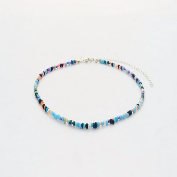 Zhuge Bohemian Rice Bead Choker Necklace, 1-Piece Boho Fashion Jewelry with Accent Beads-R06