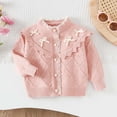 thumbnail image 4 of BLVB Girls Cardigan Long Sleeve Button Front Lace Sweater Kids Fall Knit Sweaters Outwear 1-9 Years(Pink,4-5 Years), 4 of 7